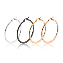 Geometric flat women stainless steel hoop earrings gold rose gold chunky big hoop earrings wholesale